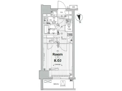 プロスタイルウェルス品川戸越MD(1K/4階)の間取り写真