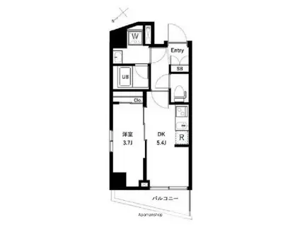 アーバンパーク東六郷Ⅱ(1DK/4階)の間取り写真