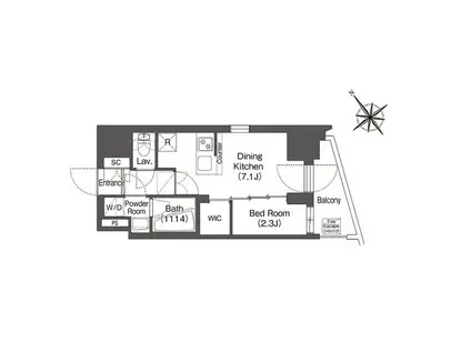 コンフォリア東大井Ⅱ(1DK/10階)の間取り写真