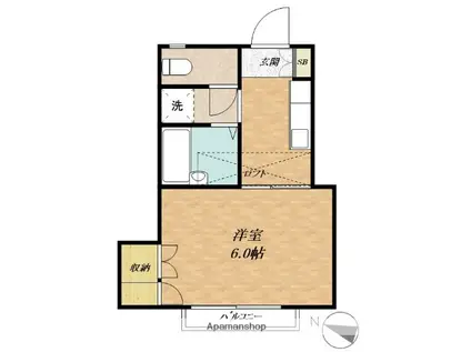 ジュネス ナガサワ(1K/2階)の間取り写真