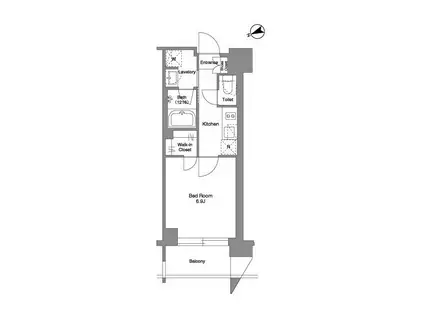 ザ・ケンジントン・レジデンス芝浦(1K/6階)の間取り写真