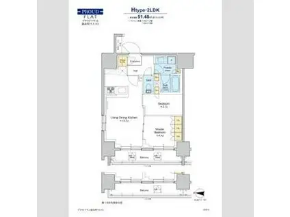 プラウドフラット錦糸町ウエスト(2LDK/13階)の間取り写真