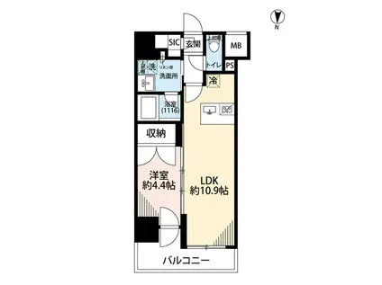 プレール・ドゥーク亀戸Ⅵ(1LDK/2階)の間取り写真