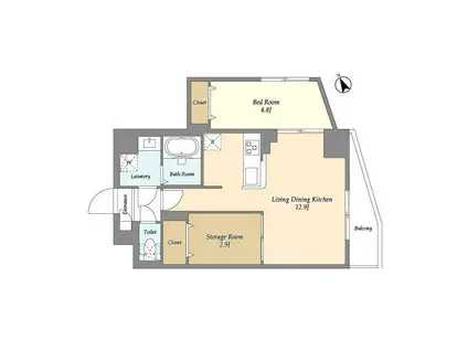 アルファコート曳舟2(1SLDK/2階)の間取り写真