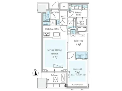 パークコート ザ・三番町ハウス(2LDK/3階)の間取り写真