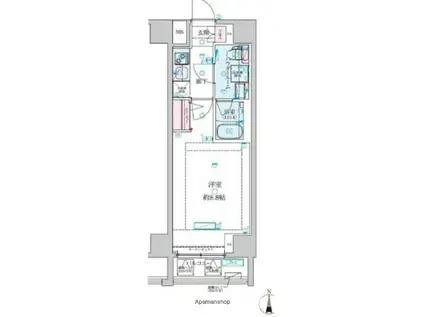 GENOVIA大師橋(1K/3階)の間取り写真