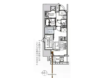 ベルファース蒲田ウエスト(1DK/12階)の間取り写真