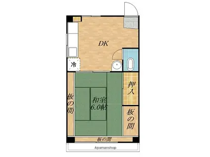 テラス高橋(1DK/3階)の間取り写真