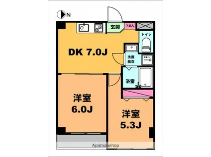 月村マンションNO.7(2DK/2階)の間取り写真