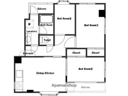 ユタカフォレスト大森(3DK/3階)の間取り写真
