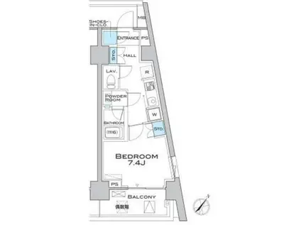 MFPRコート武蔵小山(1K/13階)の間取り写真
