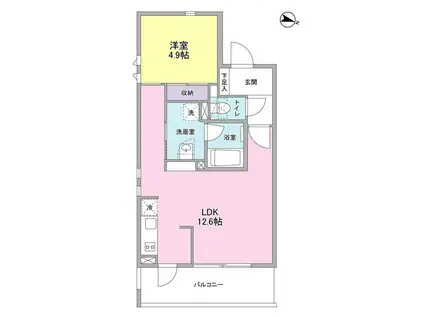 コスモリード目黒学芸大学ウエスト(1LDK/1階)の間取り写真