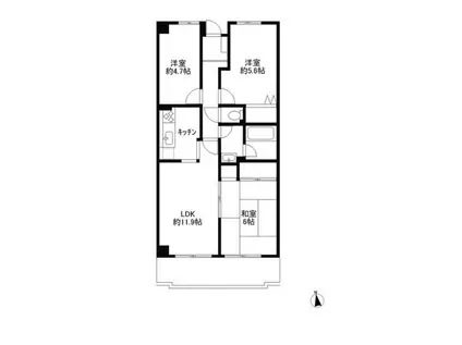 ライブオン和田(3LDK/1階)の間取り写真