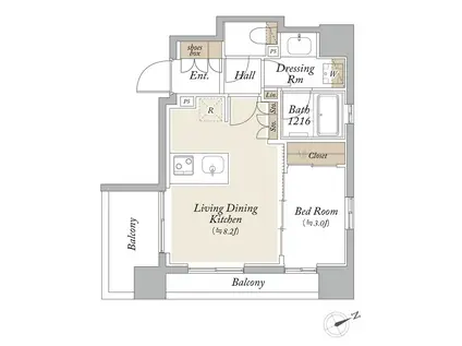 オーキッドレジデンス芝浦(1LDK/5階)の間取り写真