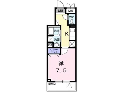 リバ・ビレッジ西中延(1K/1階)の間取り写真