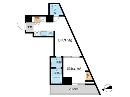 レジデンス雪谷大塚(1DK/2階)の間取り写真