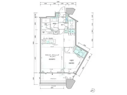 パークタワー勝どき サウス棟(1LDK/12階)の間取り写真