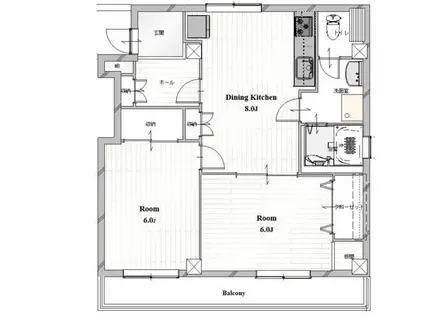 勝どき第3関根ビル(2DK/6階)の間取り写真