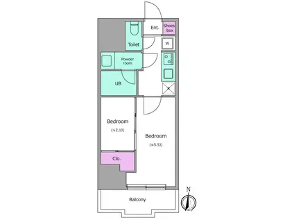 ドゥーエ亀戸Ⅲ(2K/12階)の間取り写真