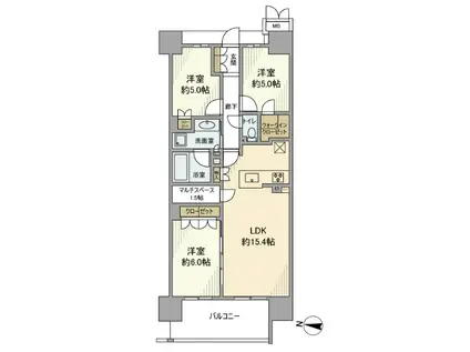 MJR深川住吉(3LDK/14階)の間取り写真