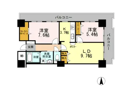 品川シーサイドビュータワー2(2LDK/18階)の間取り写真