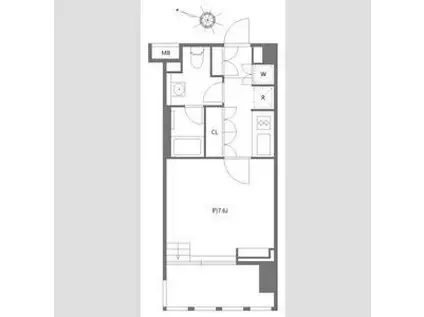 イクサージュ目黒(1K/2階)の間取り写真