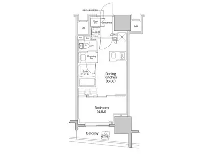 ザ・パークハビオ大森町(1DK/7階)の間取り写真