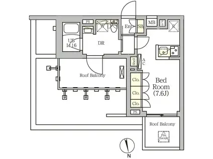 ARKMARK南品川(ワンルーム/4階)の間取り写真