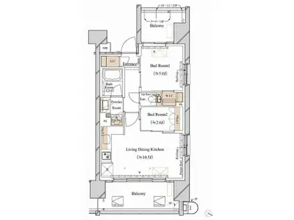 ブランシエスタ新丸子リバーフロント(2LDK/6階)の間取り写真
