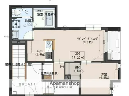 ACERO大井町(1LDK/2階)の間取り写真