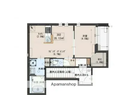 ACERO大井町(1LDK/2階)の間取り写真