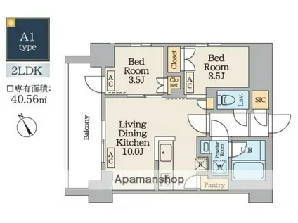 GARDEN XAVIS南蒲田(2LDK/6階)の間取り写真