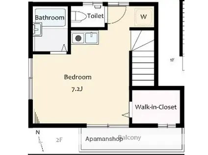 ベルフォート(ワンルーム/2階)の間取り写真