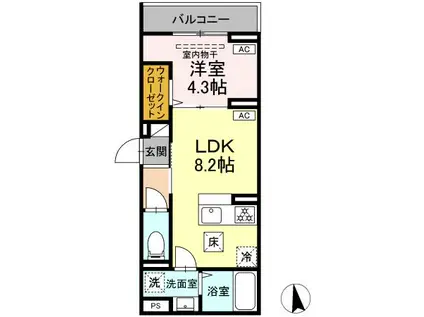 セレスティア亀有(1LDK/1階)の間取り写真