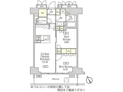 リーフシティ市川ザ・レジデンス(2LDK/4階)の間取り写真