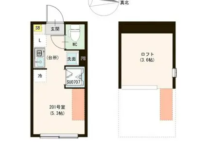 ル・ブラン小岩(ワンルーム/2階)の間取り写真