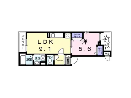 プチジャルダン(1LDK/3階)の間取り写真
