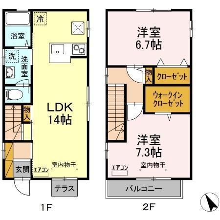総武・中央緩行線 西船橋駅 徒歩19分 2階建 築16年(2LDK)の間取り写真
