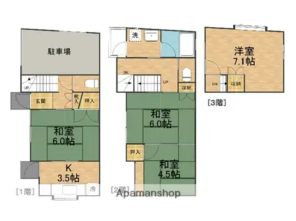 総武・中央緩行線 小岩駅 徒歩17分 3階建 築34年(4K)の間取り写真