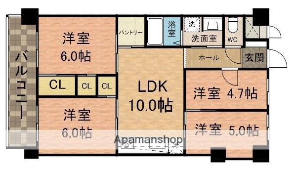 啓成ハイツ松江(3LDK/3階)の間取り写真