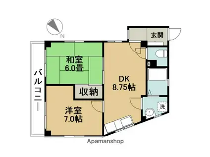 東京地下鉄東西線 西葛西駅 徒歩12分 4階建 築37年(2DK/4階)の間取り写真