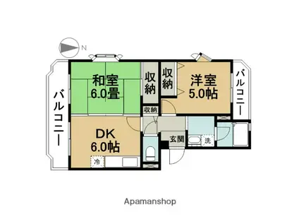 キャピタルコート(2DK/3階)の間取り写真