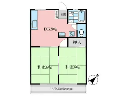サンシティ西新井Ⅲ(2DK/2階)の間取り写真