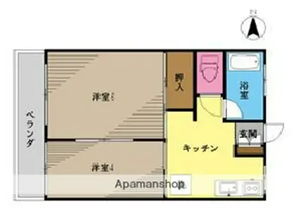 千寿コーポ(2K/1階)の間取り写真