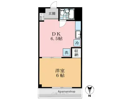 石渡ビル(1DK/2階)の間取り写真