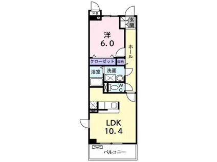 エアリーヒル(1LDK/3階)の間取り写真