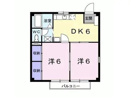 ニューシティ吉岡B(2DK/2階)の間取り写真