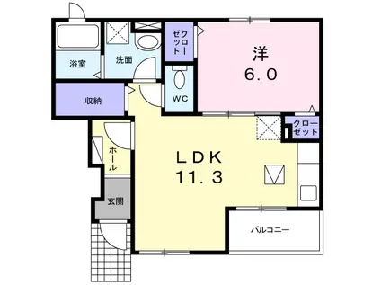 レジデンスガーデン2(1LDK/1階)の間取り写真