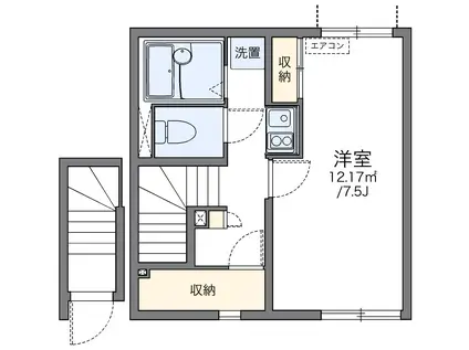 レオネクストハッピーエイトⅢ(1K/2階)の間取り写真
