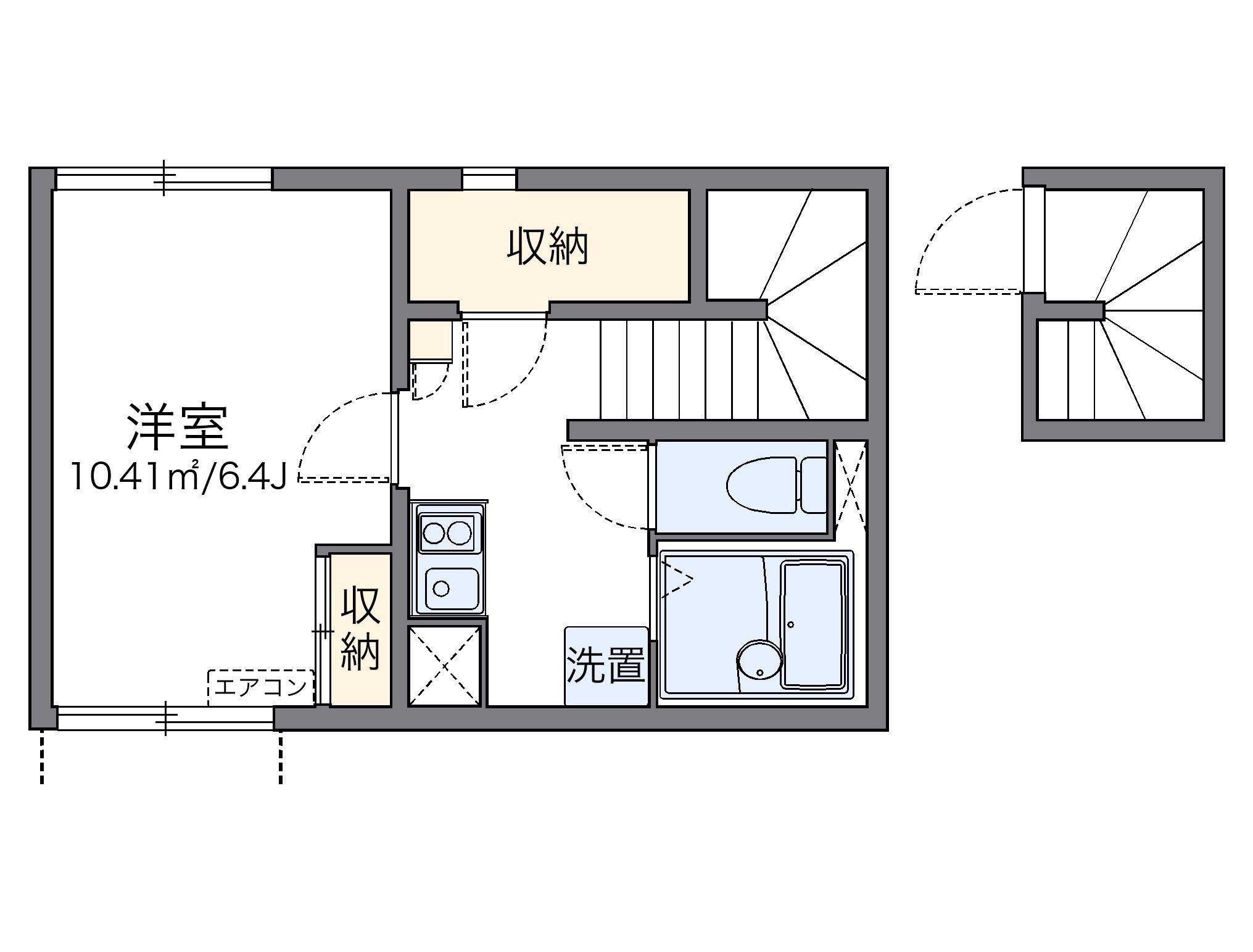 レオネクストHOSOYAⅡ(1K/2階)の間取り写真
